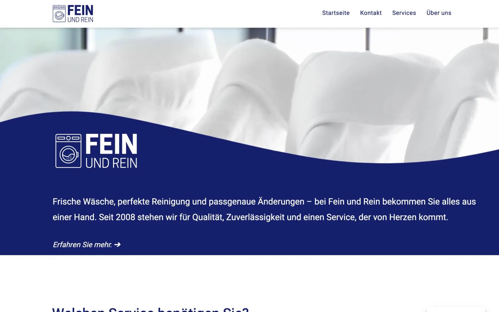 Website von Fein & Rein – Textilreinigung