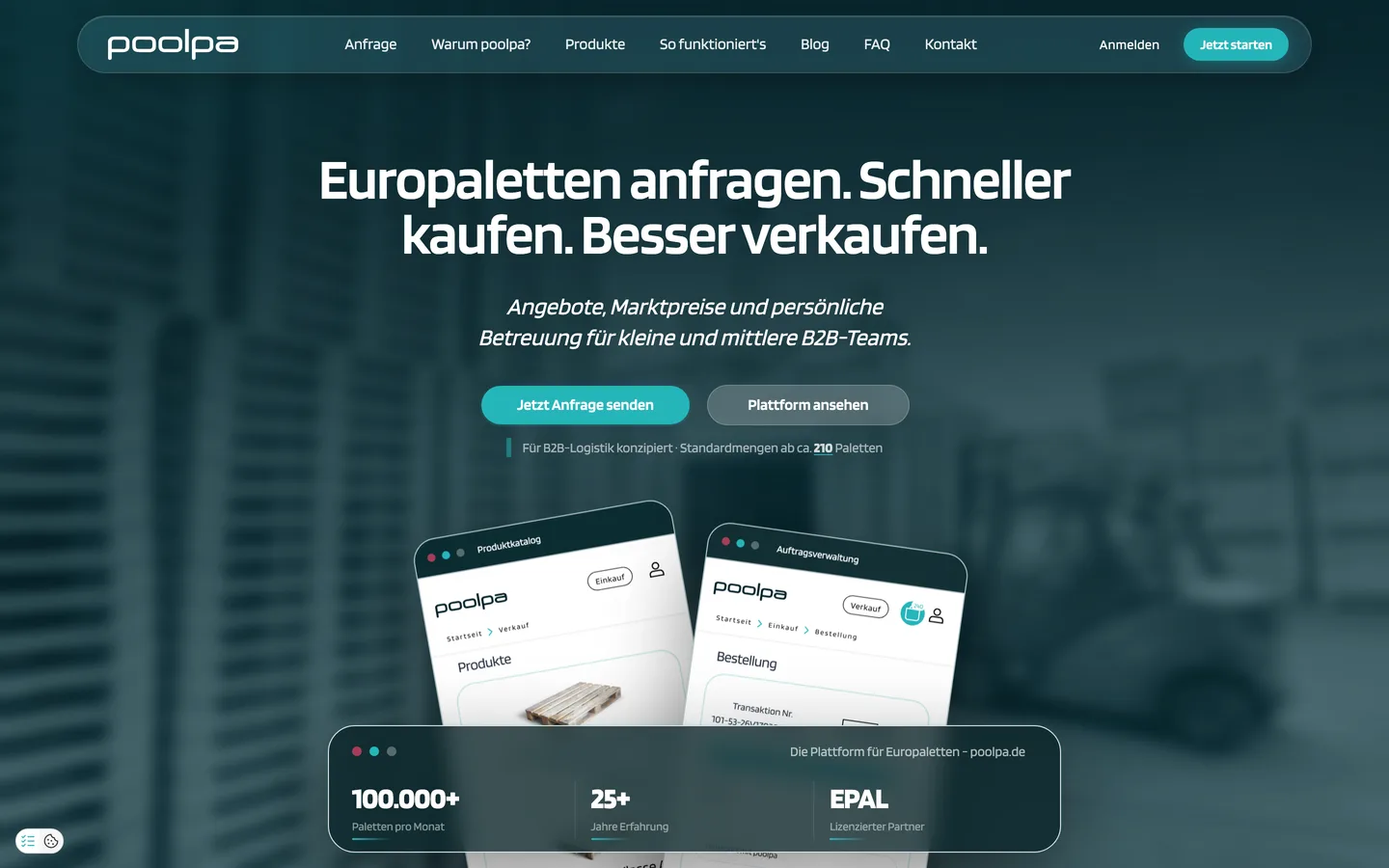 Website von poolpa – SEO · B2B-Plattform für Europaletten